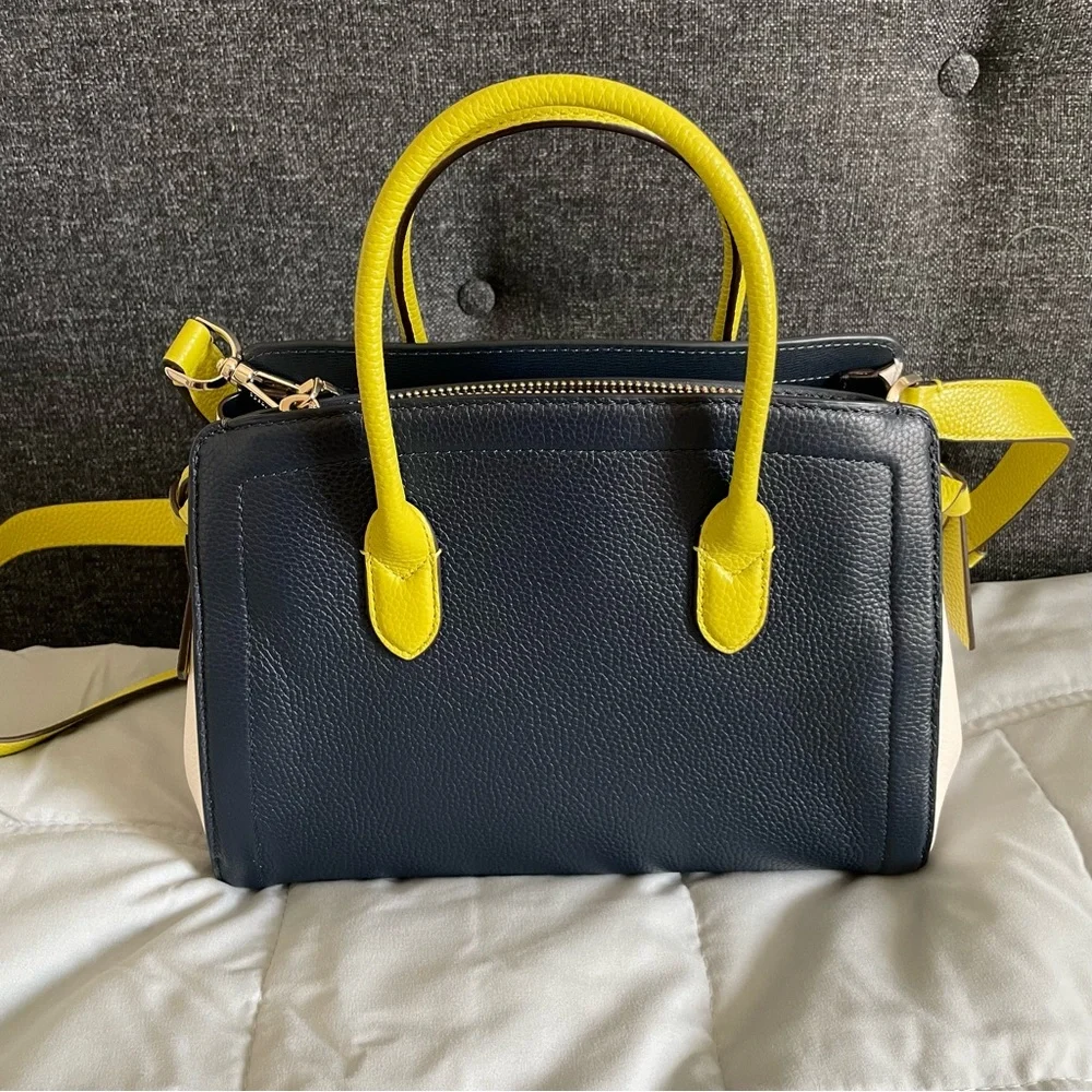 Kate Spade Navy and Green Colorblock Knott Purse Pebbled‎ Leather Medium
